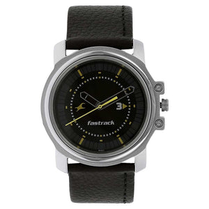 Fastrack BLACK DIAL BROWN LEATHER STRAP WATCH - 3039SL02 - KRISHNA WATCH COMPANY