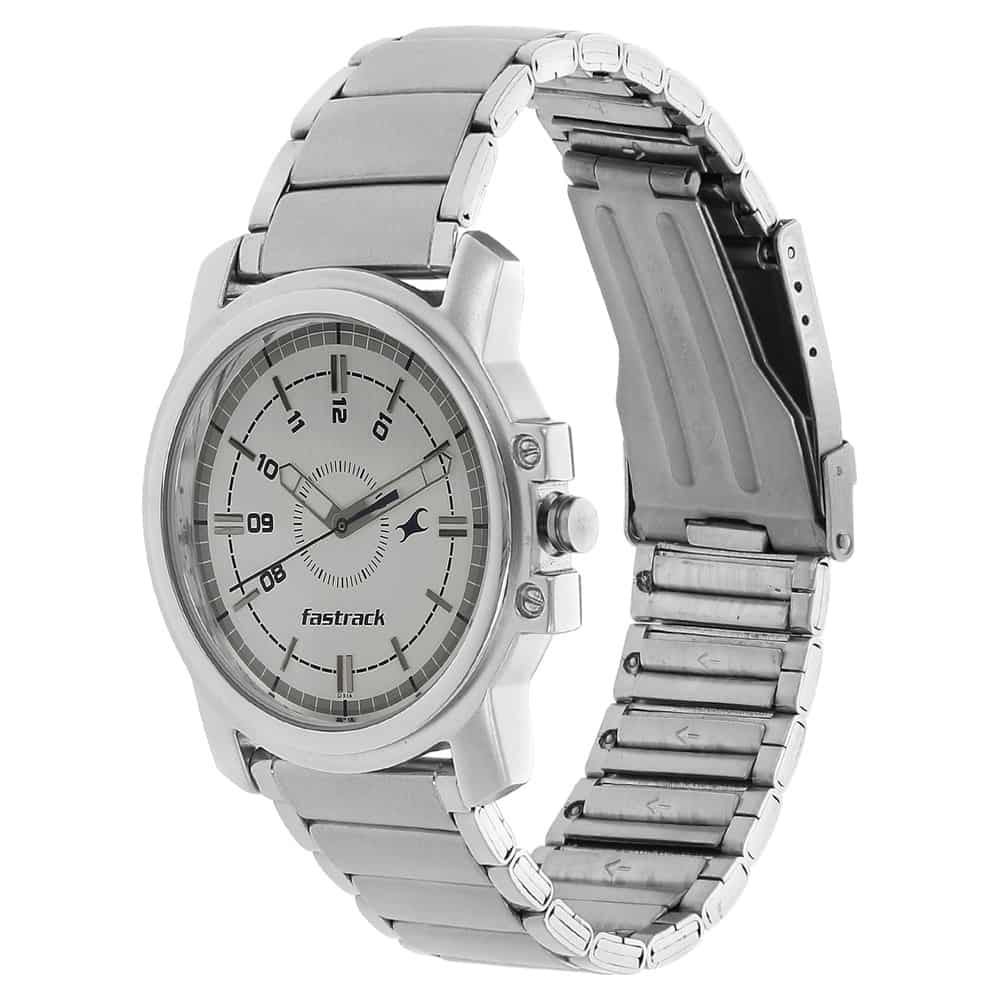 Fastrack WHITE DIAL SILVER STAINLESS STEEL STRAP WATCH 3039SM01