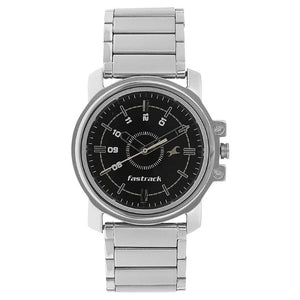 Fastrack BLACK DIAL SILVER STAINLESS STEEL STRAP WATCH 3039SM02 - KRISHNA WATCH COMPANY