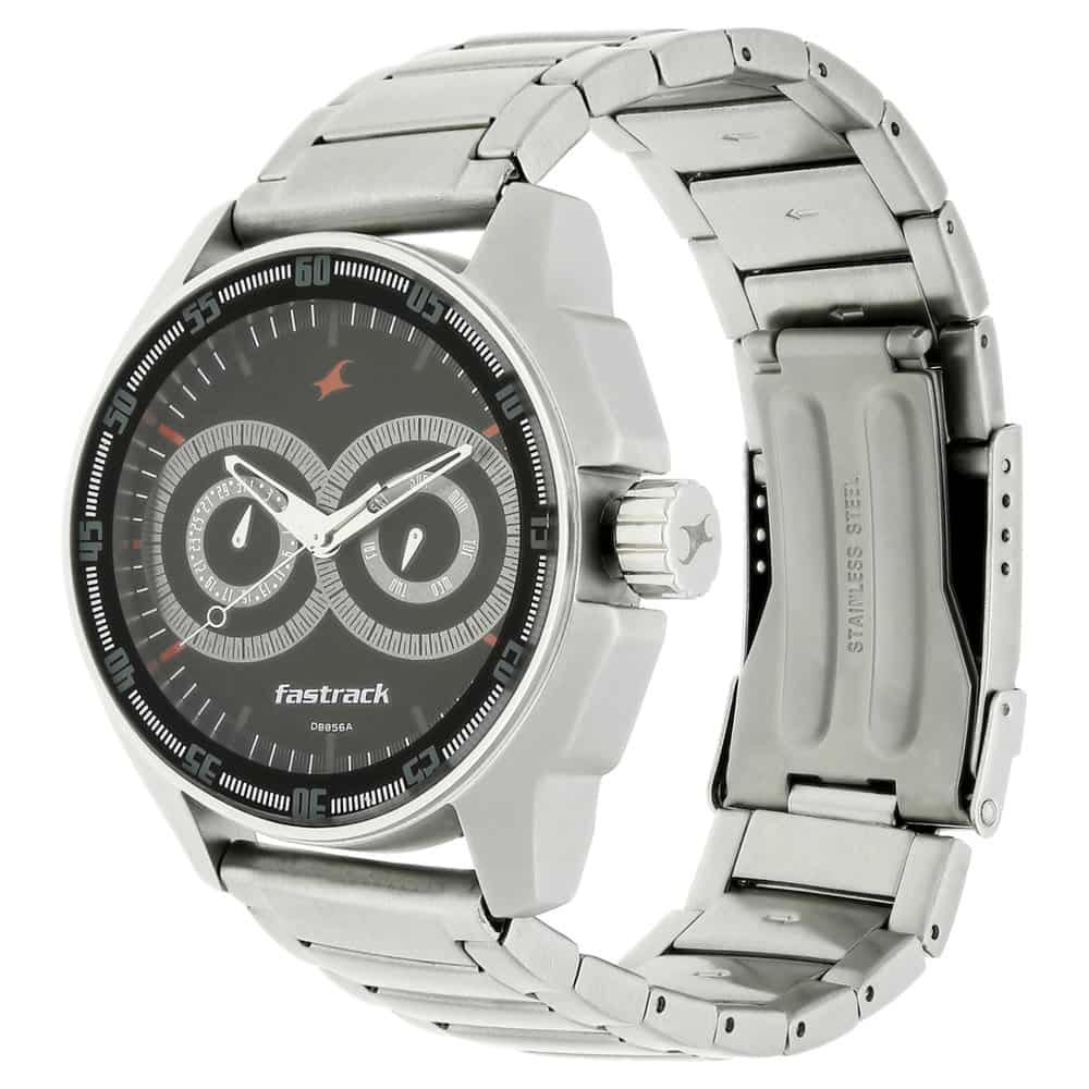 BLACK DIAL SILVER STAINLESS STEEL STRAP WATCH 3089SM05 Krishna Watch