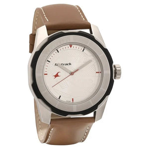 Fastrack Quartz Analog Silver Dial Leather Strap Watch for Guys NS3099SL01 - KRISHNA WATCH COMPANY