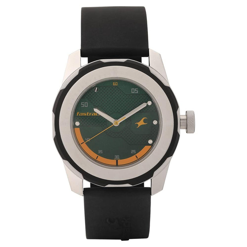 GREEN DIAL BLACK PLASTIC STRAP WATCH 3099SP06 - KRISHNA WATCH COMPANY