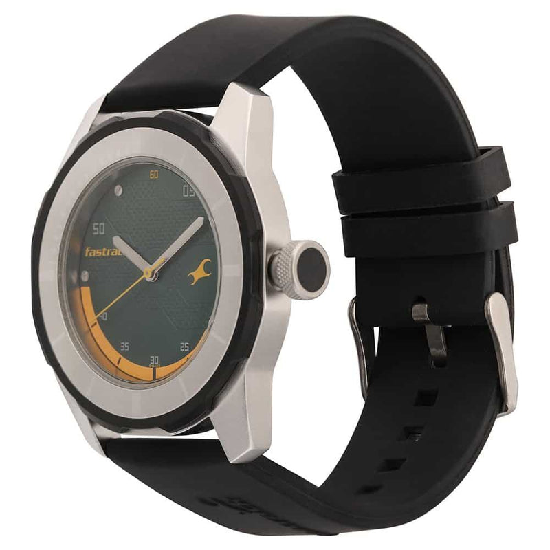 GREEN DIAL BLACK PLASTIC STRAP WATCH 3099SP06 - KRISHNA WATCH COMPANY