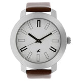 Fastrack Quartz Analog White Dial Leather Strap Watch for Guys - 3120SL01
