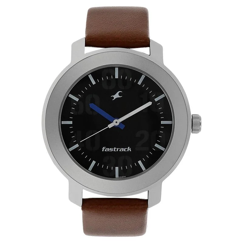 Fastrack Quartz Analog Black Dial Leather Strap Watch for Guys NR3121SL01