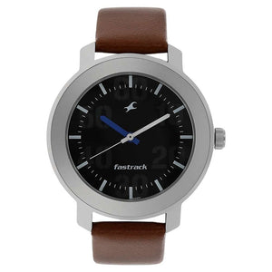 FASTRACK BLACK DIAL BROWN LEATHER STRAP WATCH - 3121SL01 - KRISHNA WATCH COMPANY