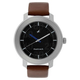 FASTRACK BLACK DIAL BROWN LEATHER STRAP WATCH - 3121SL01