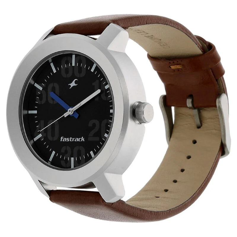 Fastrack Quartz Analog Black Dial Leather Strap Watch for Guys NR3121SL01