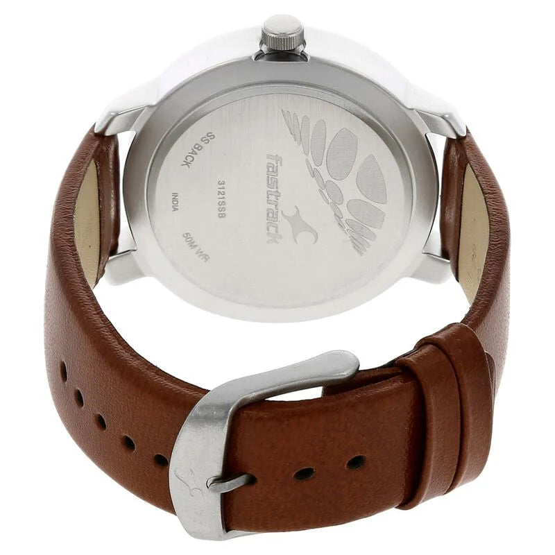 Fastrack Quartz Analog Black Dial Leather Strap Watch for Guys NR3121SL01