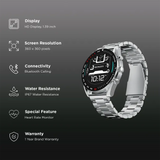 GOBOULT Radian Smartwatch with Bluetooth Calling (35.3mm HD Display, IP67 Water Resistant, Inox Steel Strap)