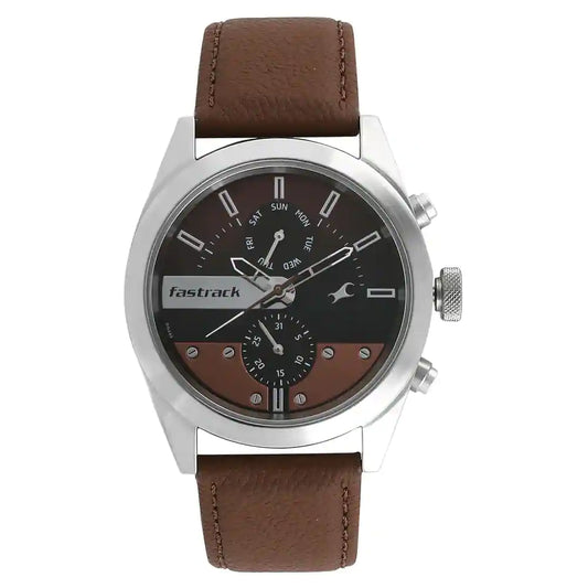 ALL NIGHTERS BROWN DIAL LEATHER STRAP WATCH 3165SL01