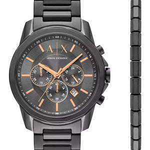 Armani Exchange Men's Quartz Chronograph Gunmetal Stainless-Steel Watch AX7170SET - KRISHNA WATCH COMPANY