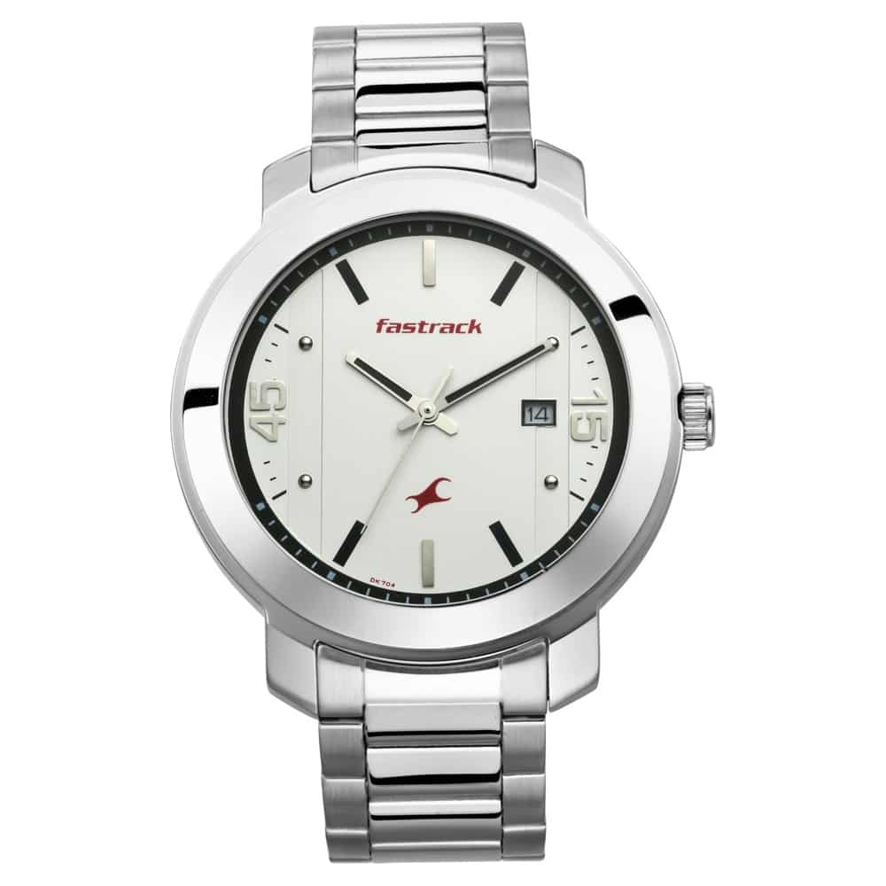 WHITE DIAL STAINLESS STEEL STRAP WATCH 3246SM01