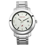 Fastrack Bare Basics Quartz Analog with Date White Dial Stainless Steel Strap Watch for Guys NS3246SM01