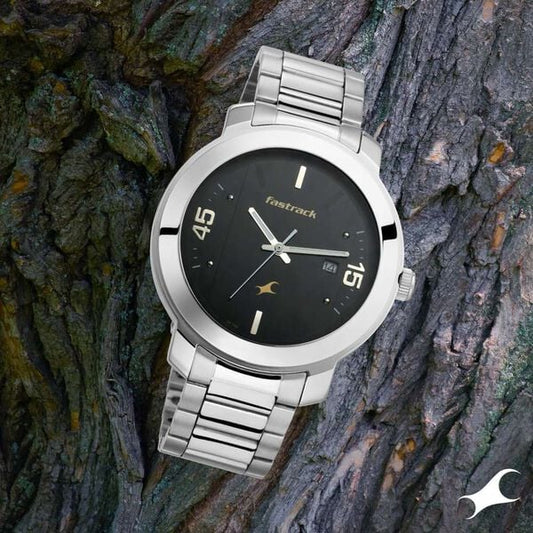 Fastrack Bare Basics Quartz Analog with Date Watch for Guys 3246sm02