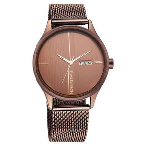 Fastrack Style Up Quartz Analog with Day and Date Brown Dial Stainless Steel Strap Watch for Guys NS3247QM02 - KRISHNA WATCH COMPANY