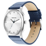 Fastrack Stunners Quartz Analog Silver Dial Leather Strap Watch for Guys - NT3255SL03