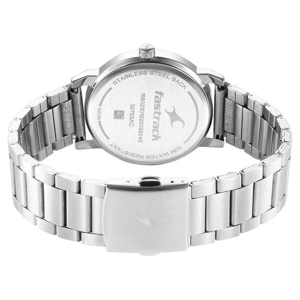 Fastrack Stunners Blue Dial Metal Strap Watch for Guys 3278sm03 - KRISHNA WATCH COMPANY