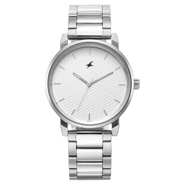 Fastrack Stunners White Dial Metal Strap Watch for Guys 3278sm04 - KRISHNA WATCH COMPANY