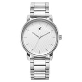 Fastrack Stunners White Dial Metal Strap Watch for Guys 3278sm04