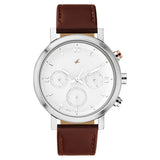 Fastrack Tick Tock Quartz Analog White dial Leather Strap Watch for Guys - NU3287KL02