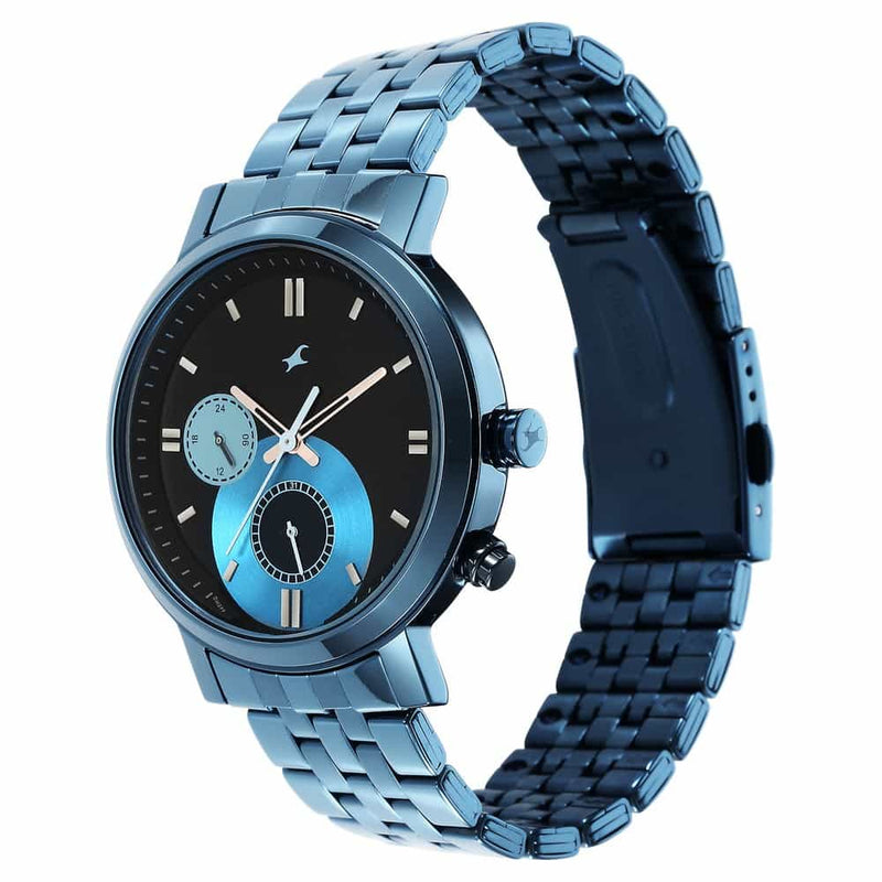 FASTRACK TICK TOCK BLACK DIAL METAL STRAP WATCH - 3287QM02