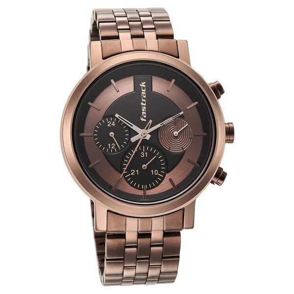 Fastrack Tick Tock Brown Dial Watch for Guys 3287QM03 - KRISHNA WATCH COMPANY
