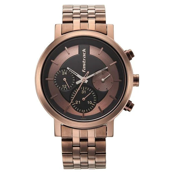 Fastrack Tick Tock Brown Dial Watch for Guys 3287QM03 - KRISHNA WATCH COMPANY