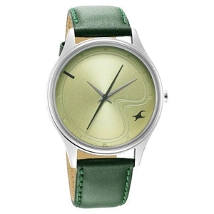 Fastrack Stunners Green Dial Leather Strap Watch for Guys 3290sl02 - KRISHNA WATCH COMPANY