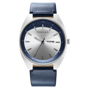 Fastrack Snob X Silver Dial Leather Strap Watch for Guys 3292SL01 - KRISHNA WATCH COMPANY