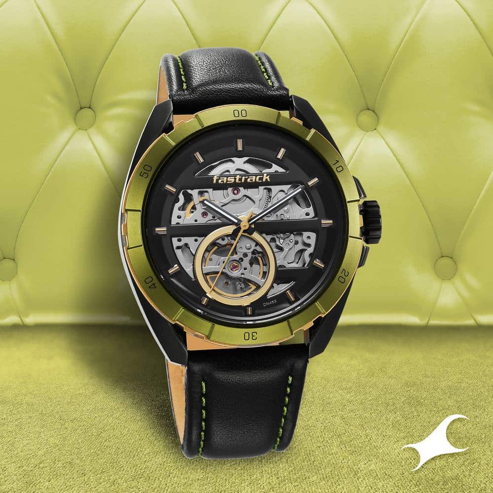 FASTRACK AUTOMATICS BLACK DIAL LEATHER STRAP WATCH FOR GUYS 3297KL01 - KRISHNA WATCH COMPANY