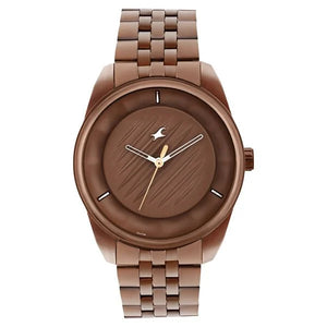Fastrack Crush Quartz Analog Brown Dial Stainless Steel Strap Watch for Guys - 3300QM01 - KRISHNA WATCH COMPANY