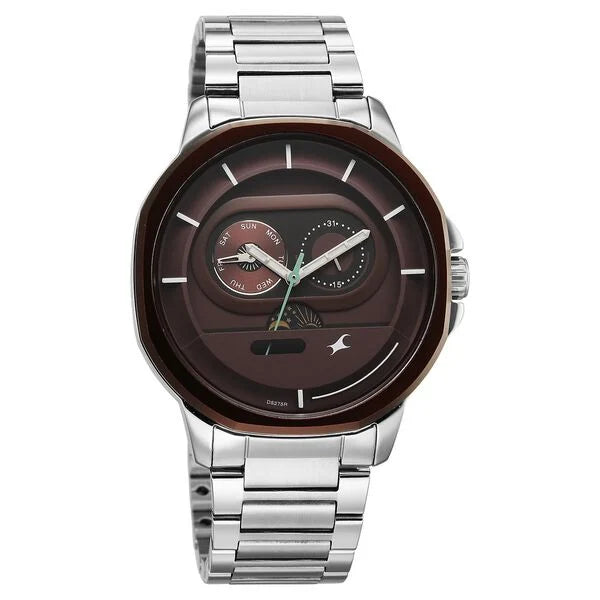 Fastrack Street Opulence Quartz Sun Moon Multifunction Watch For Guys 3303KM05 - KRISHNA WATCH COMPANY