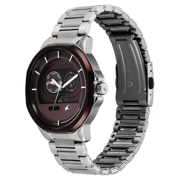 Fastrack Street Opulence Quartz Sun Moon Multifunction Watch For Guys 3303KM05 - KRISHNA WATCH COMPANY