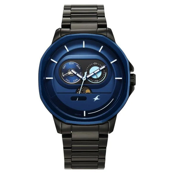 Fastrack Street Opulence Quartz Sun Moon Multifunction Watch For Guys 3303KM07 - KRISHNA WATCH COMPANY