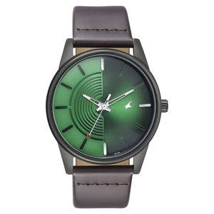 Fastrack Stunners Quartz Analog Green Dial Leather Strap Watch for Guys - 3305NL01 - KRISHNA WATCH COMPANY