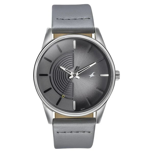 Fastrack Stunners Quartz Analog Grey Dial Leather Strap Watch for Guys - 3305SL02 - KRISHNA WATCH COMPANY