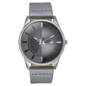 Fastrack Stunners Quartz Analog Grey Dial Leather Strap Watch for Guys - 3305SL02 - KRISHNA WATCH COMPANY