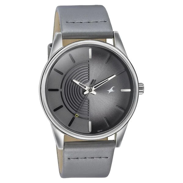 Fastrack Stunners Quartz Analog Grey Dial Leather Strap Watch for Guys - 3305SL02 - KRISHNA WATCH COMPANY