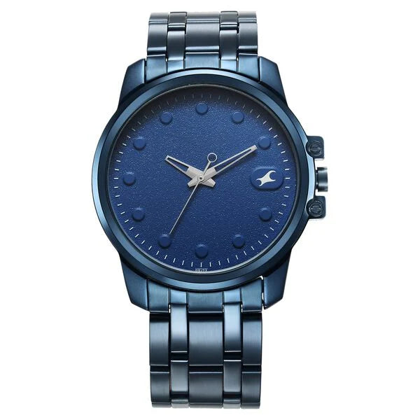 Fastrack Pulse Quartz Analog Blue Round Dial Blue Stainless Steel Strap Watch For Guys 3314qm01f