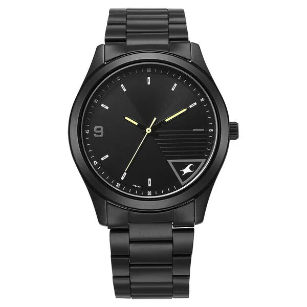 Fastrack Stunners Quartz Analog Black Dial Black Metal Strap Watch For Guys 3317nm01 - KRISHNA WATCH COMPANY