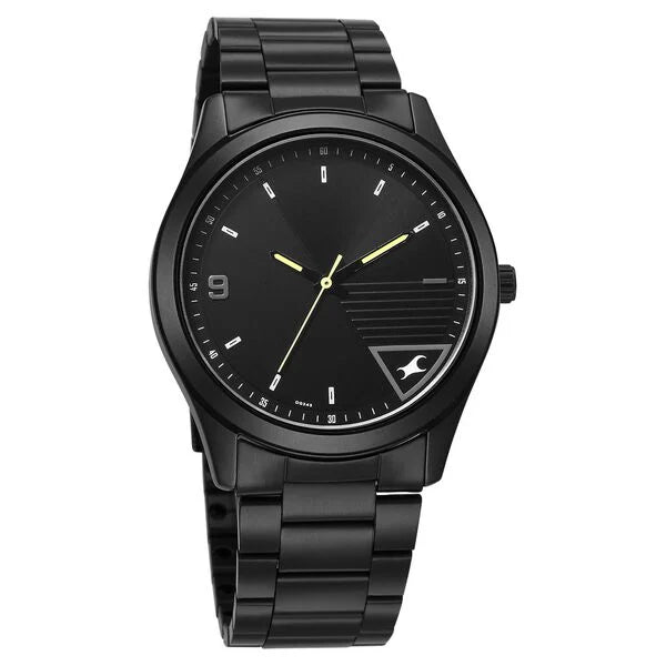 Fastrack Stunners Quartz Analog Black Dial Black Metal Strap Watch For Guys 3317nm01 - KRISHNA WATCH COMPANY