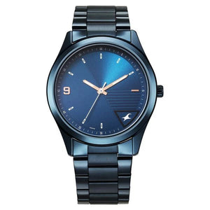 Fastrack Stunners Quartz Analog Blue Dial Blue Metal Strap Watch For Guys - 3317QM01 - KRISHNA WATCH COMPANY