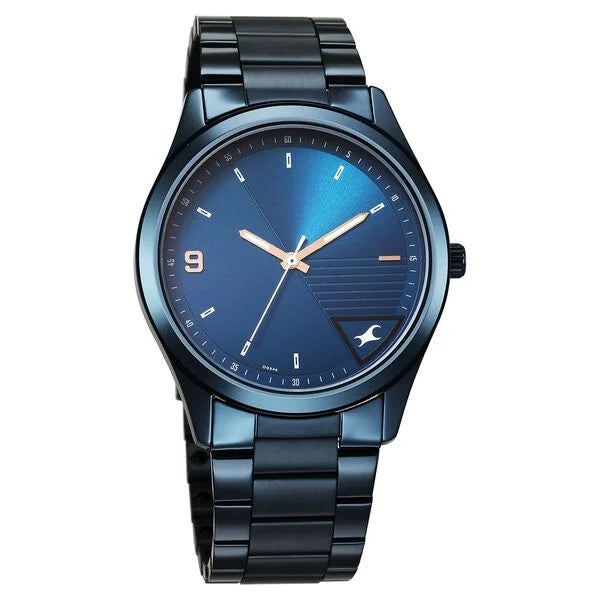 Fastrack Stunners Quartz Analog Blue Dial Blue Metal Strap Watch For Guys - 3317QM01 - KRISHNA WATCH COMPANY