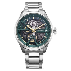 Fastrack Automatics Green Dial Silver Automatic Watch For Guys - 3318SM01 - KRISHNA WATCH COMPANY