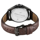 Fastrack Groove Quartz Analog with Date Two Toned Dial Brown Leather Strap Watch For Guys 3323ql01