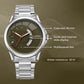 Fastrack Groove Quartz Analog with Date Green Dial Silver Stainless Steel Strap Watch For Guys 3323sm01