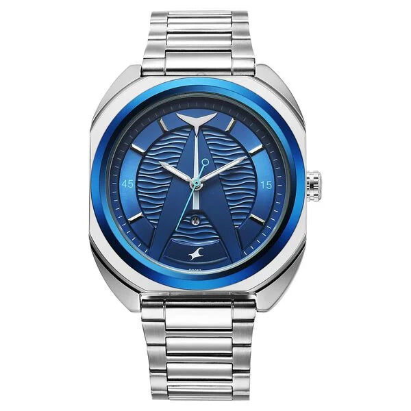 Fastrack Oceanyx Blue Dial Silver Strap Watch For Guys 3326km01