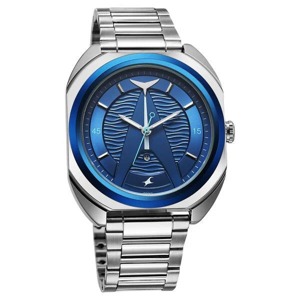 Fastrack Oceanyx Blue Dial Silver Strap Watch For Guys 3326km01