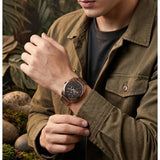 Fastrack Wild Analog with Brown Dial Brown Metal Strap Watch for Guys 3326QM01